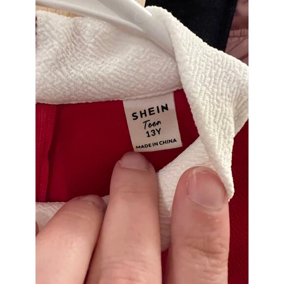 Girls Red Holiday Dress w/ White Bow Santa Style 13Y SHEIN - Picture 3 of 5